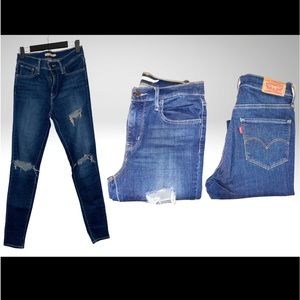 FAIRLY NEW LEVIS 721 HIGH EISE SKINNY DISTRESSED DENIM SIZE 27-30